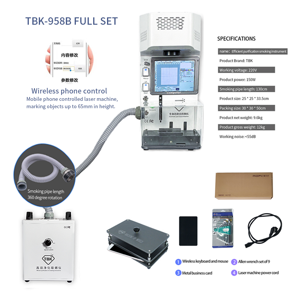 TBK 958B ensemble complet Mach - Fume Extractor Laser avis et prix